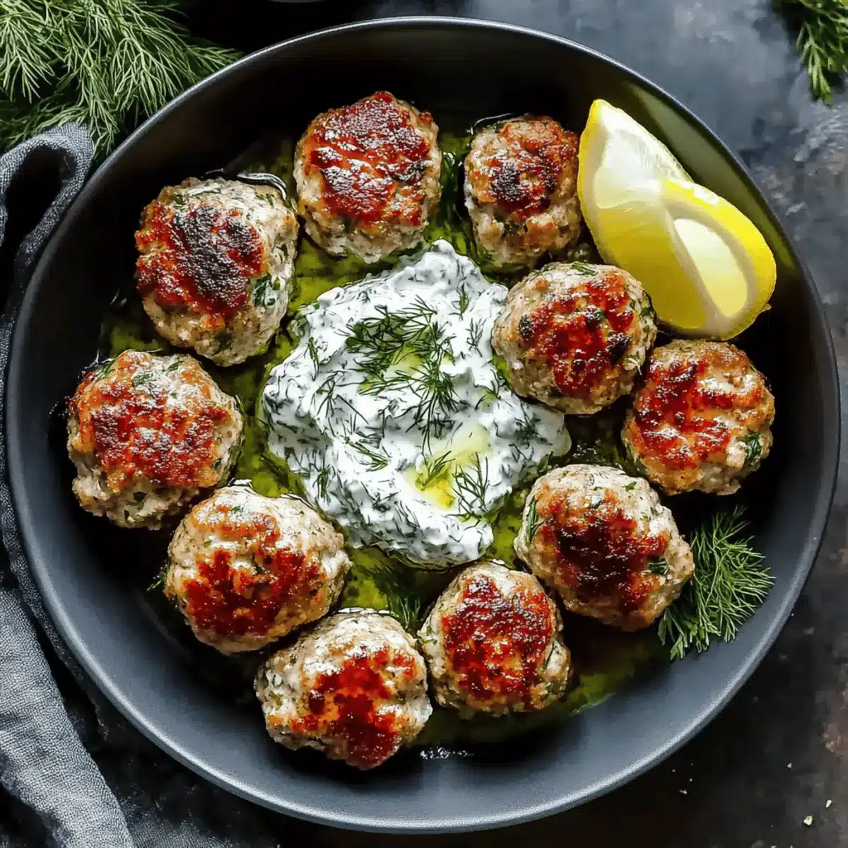 Greek Turkey Meatballs & Tzatziki