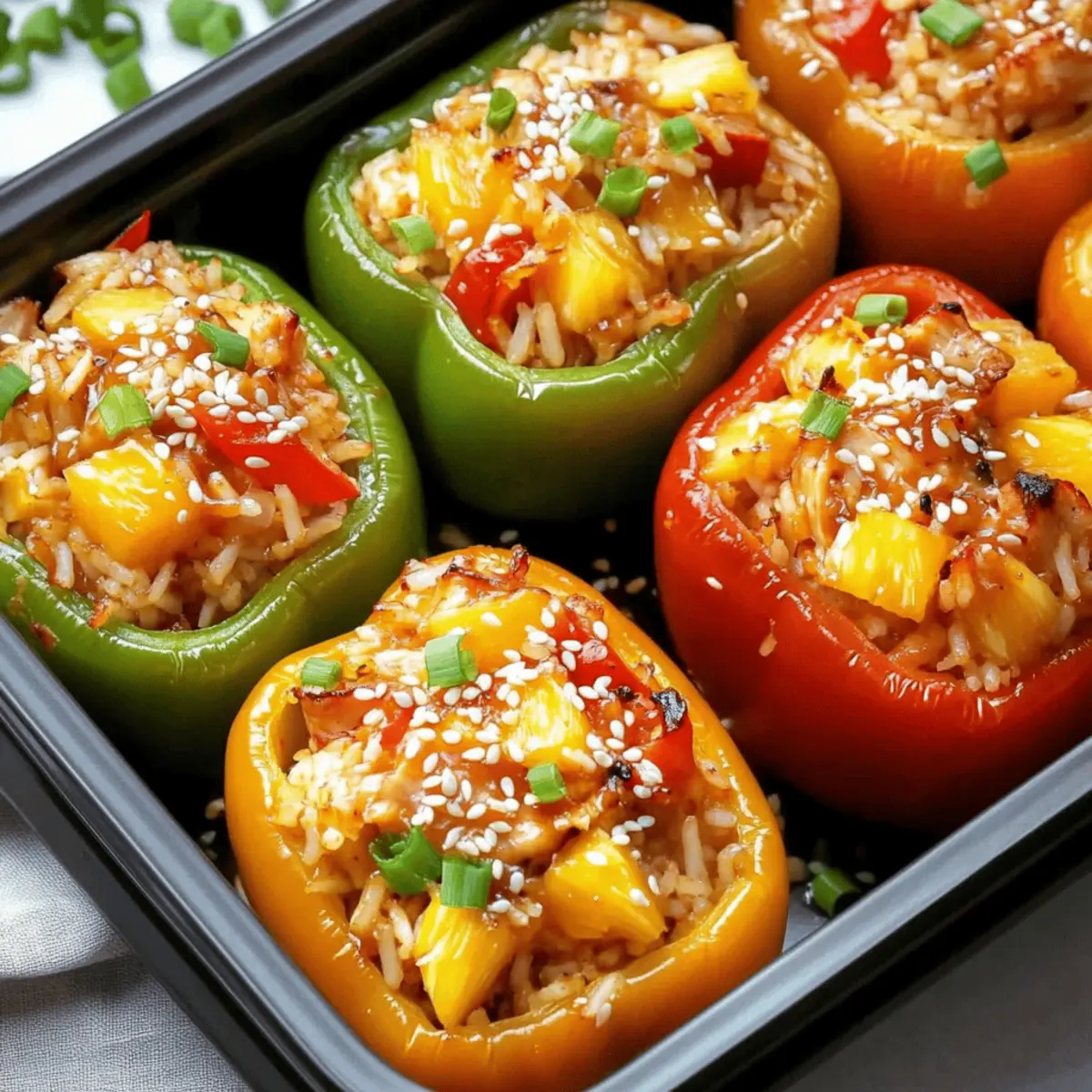 Teriyaki Pineapple Chicken Rice Stuffed Peppers