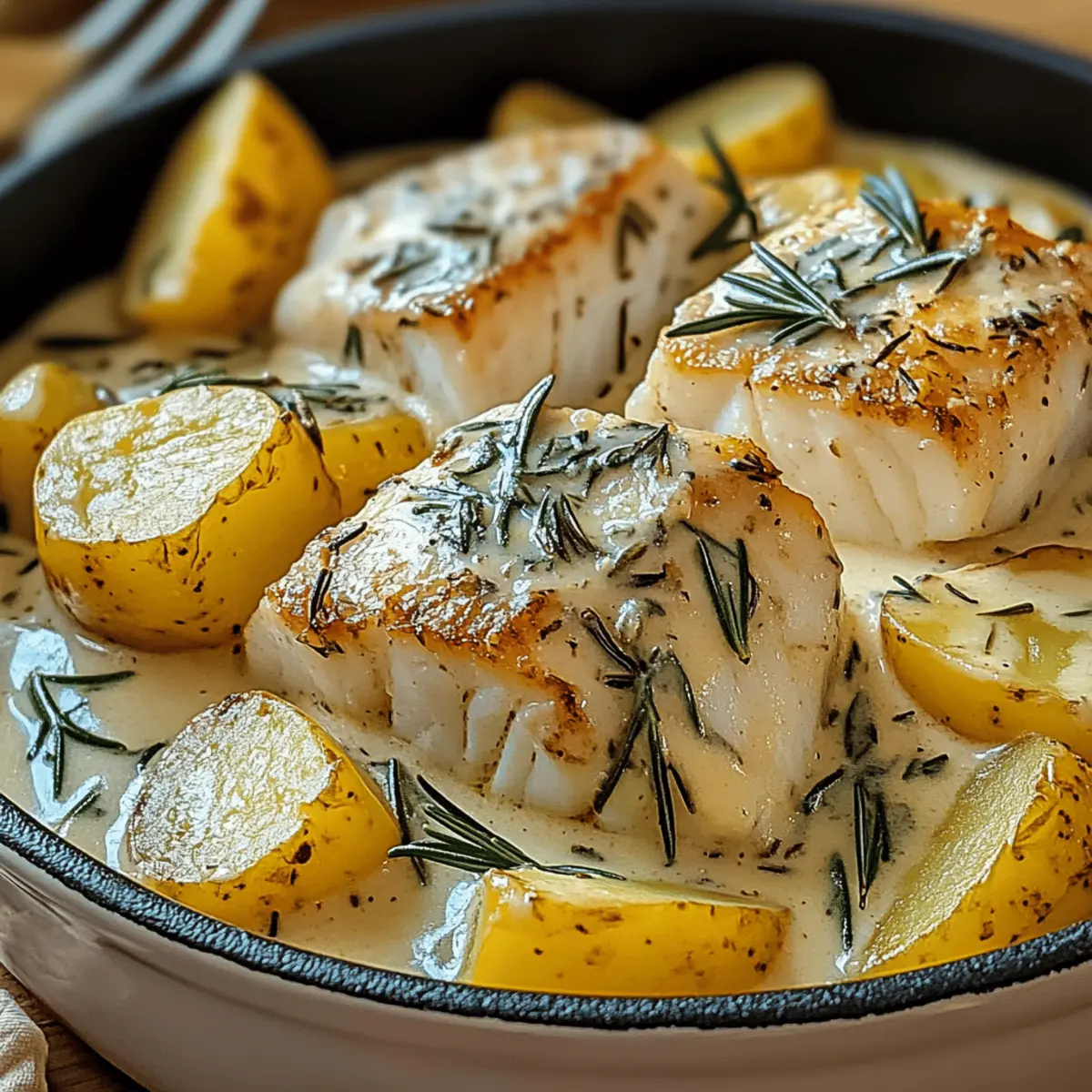 Cod & Potatoes in Rosemary Cream Sauce