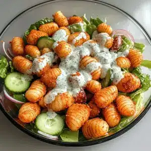 Knuspriger Gnocchi-Salat mit Joghurt-Dressing