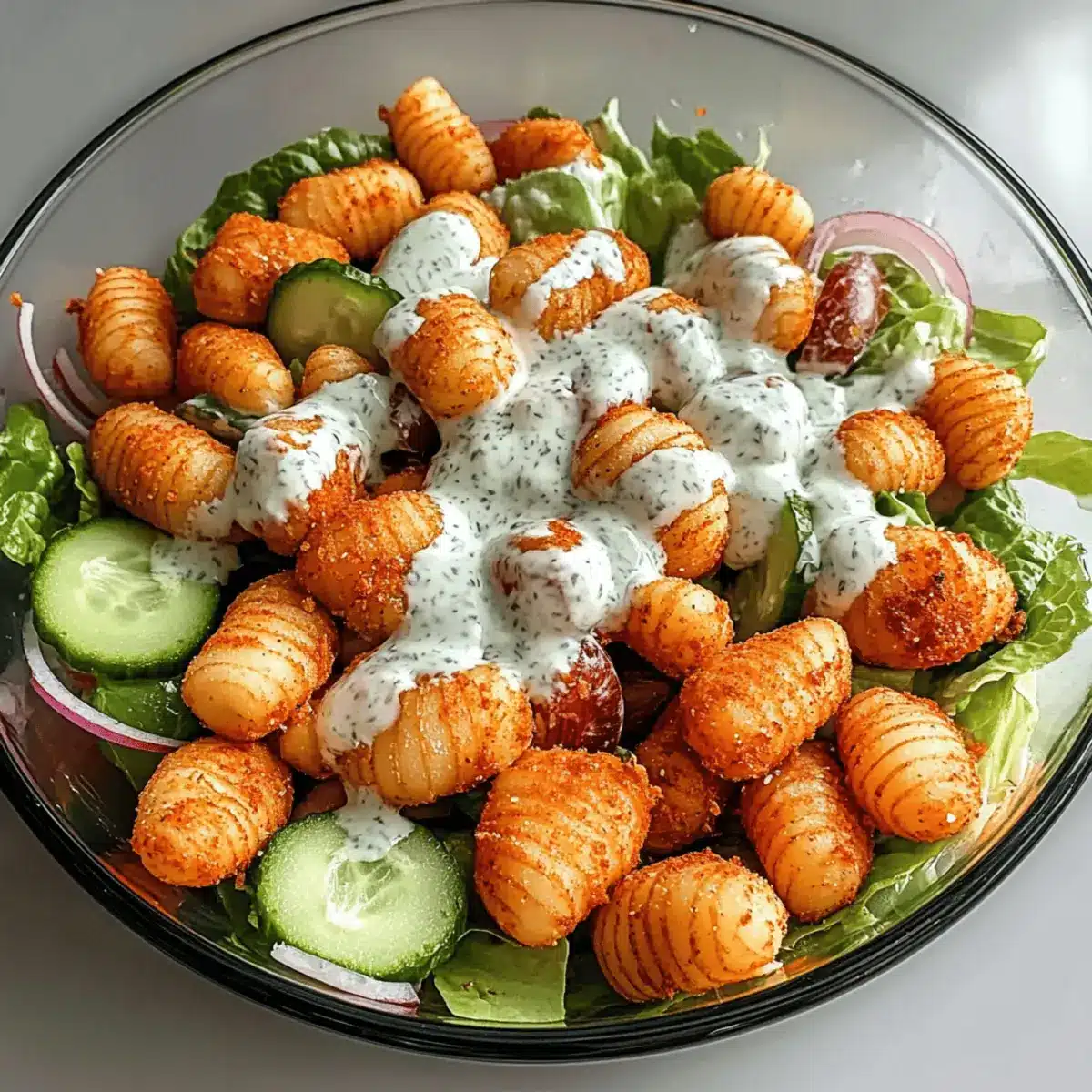 Knuspriger Gnocchi-Salat mit Joghurt-Dressing