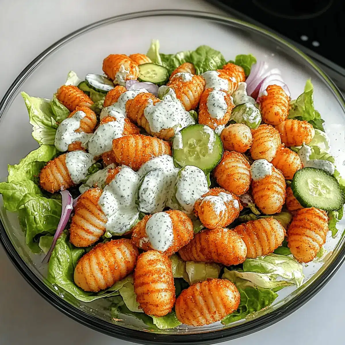Knuspriger Gnocchi-Salat mit Joghurt-Dressing