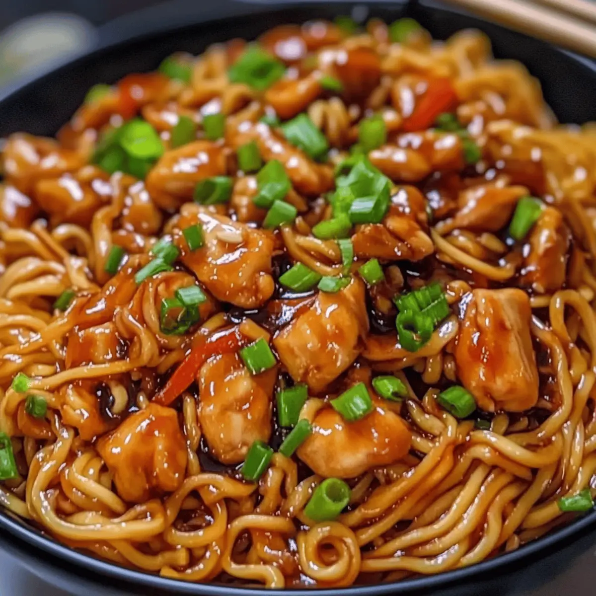 Sticky Garlic Chicken Noodles