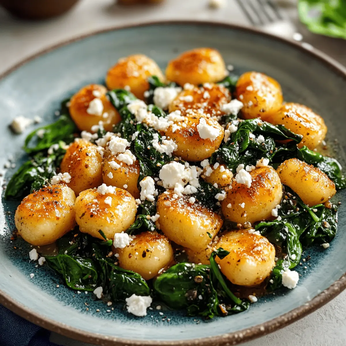 Crispy Gnocchi With Spinach And Feta