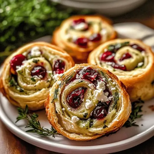 Cranberry Cream Cheese Pinwheels with Feta & Herbs