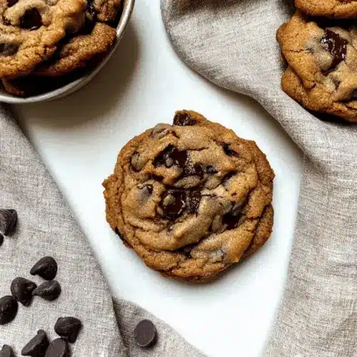 Gooey Bourbon Browned Butter Chocolate Chip Cookies