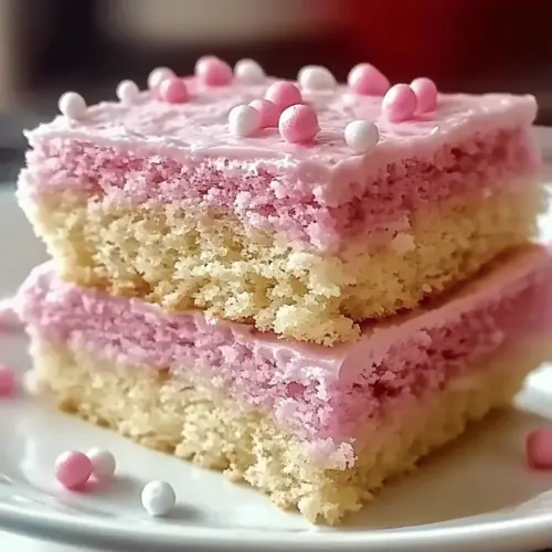 Pink Vanilla Cake Squares