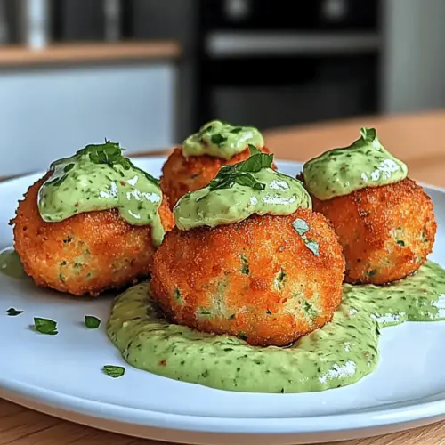 Salmon Balls with Creamy Avocado Sauce
