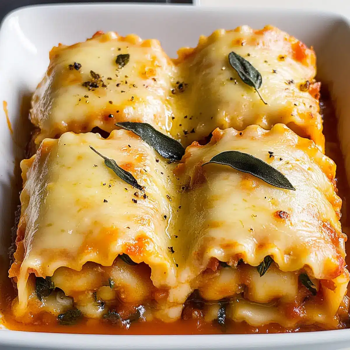 Roasted Garlic Butternut Squash Lasagna Roll-Ups