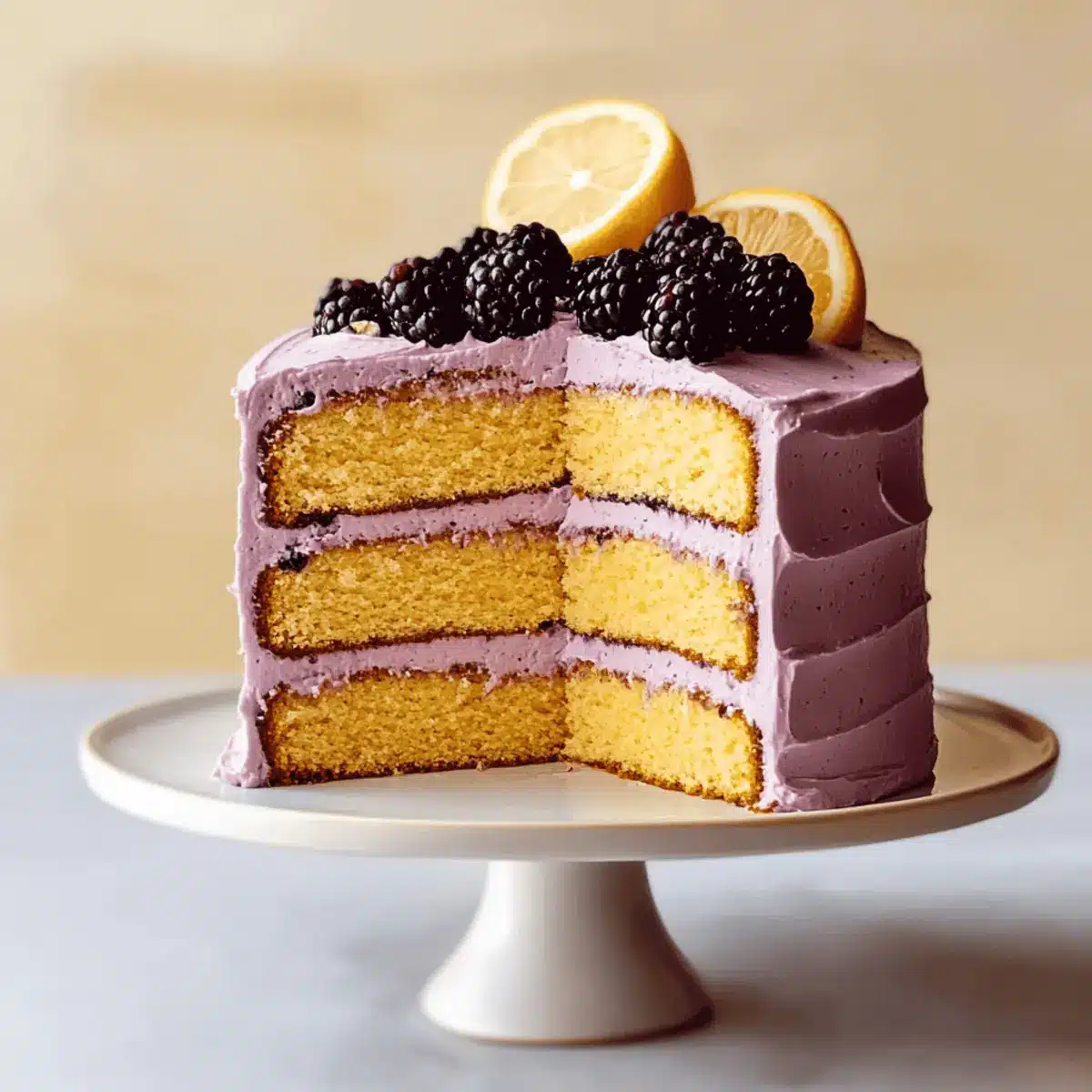 Lemon and Blackberry Stripe Cake