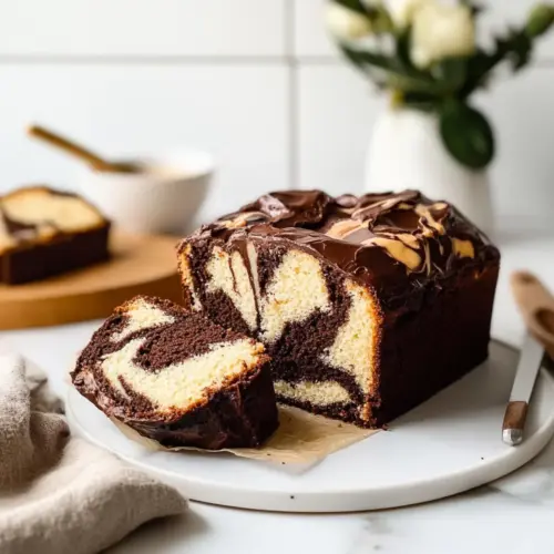 Soft & Buttery Vegan Marble Loaf Cake