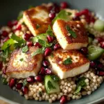 Halloumi & Pomegranate Couscous Salad with Mint-Lemon Dressing