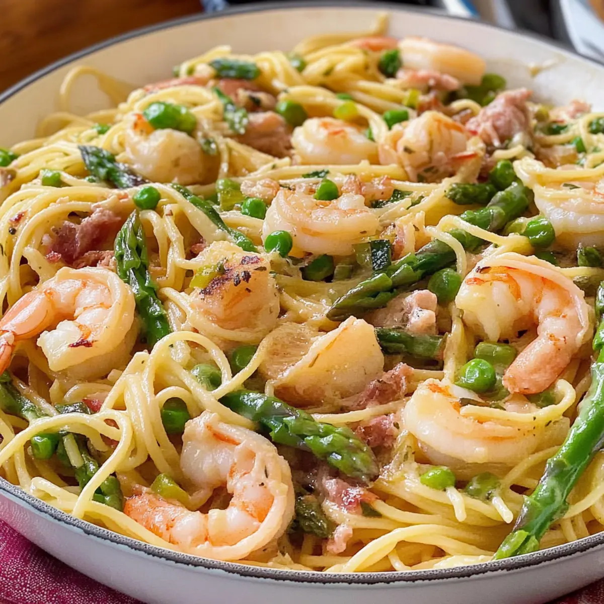 Shrimp Asparagus Carbonara