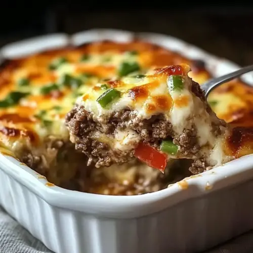 Low Carb Philly Cheesesteak Casserole