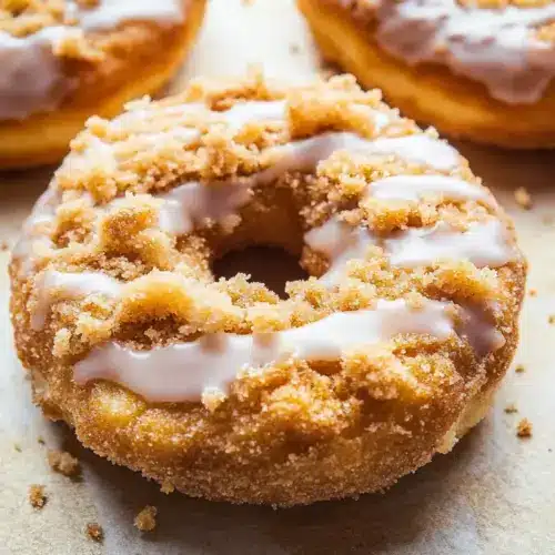 Coffee Cake Donuts with Vanilla Glaze