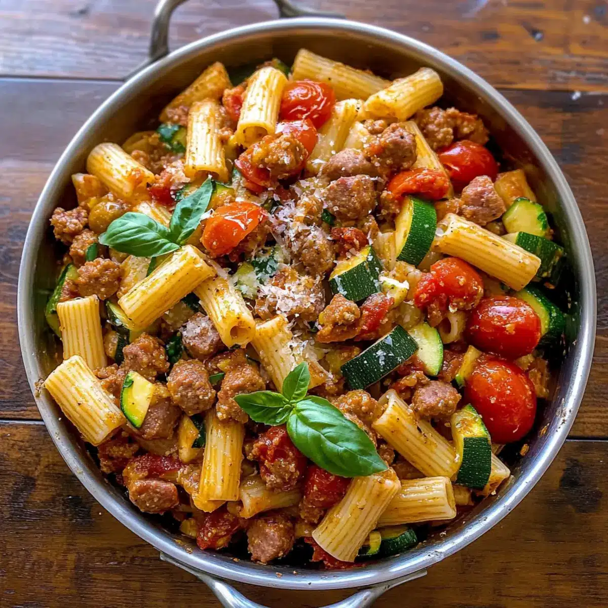 Rigatoni with Sausage, Tomatoes, and Zucchini