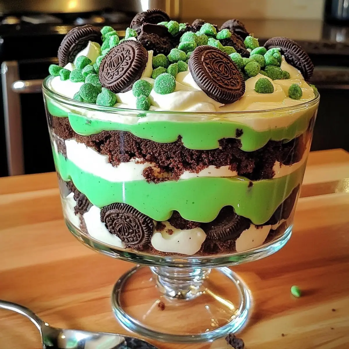 St. Patrick’s Day Brownie Trifle