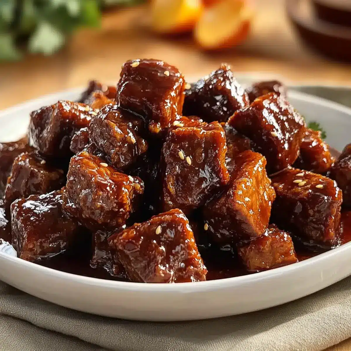 Glazed Sticky Beef Bites