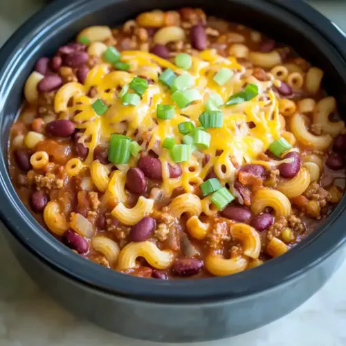 Vegetarian Crockpot Chili Mac