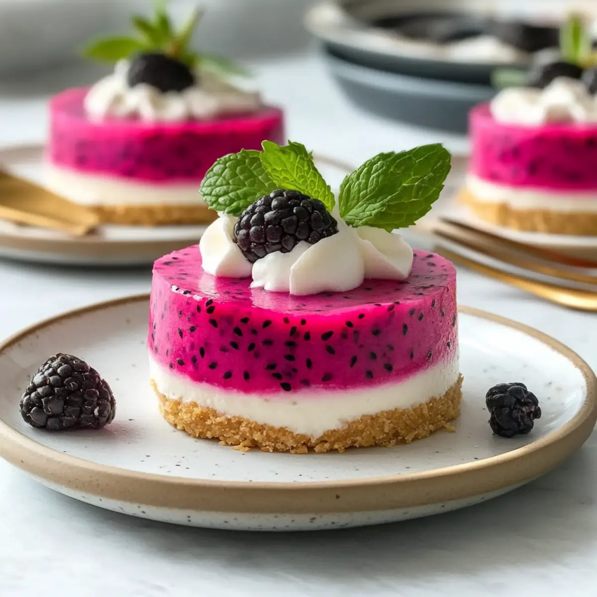 No-Bake Dragon Fruit Mini Cheesecakes