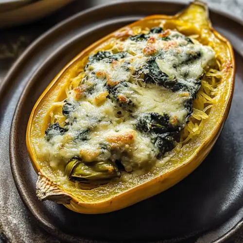 Spinach and Artichoke Stuffed Spaghetti Squash