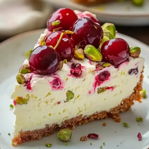 Luscious Lemon-Lime Cherry Pistachio Cheesecake