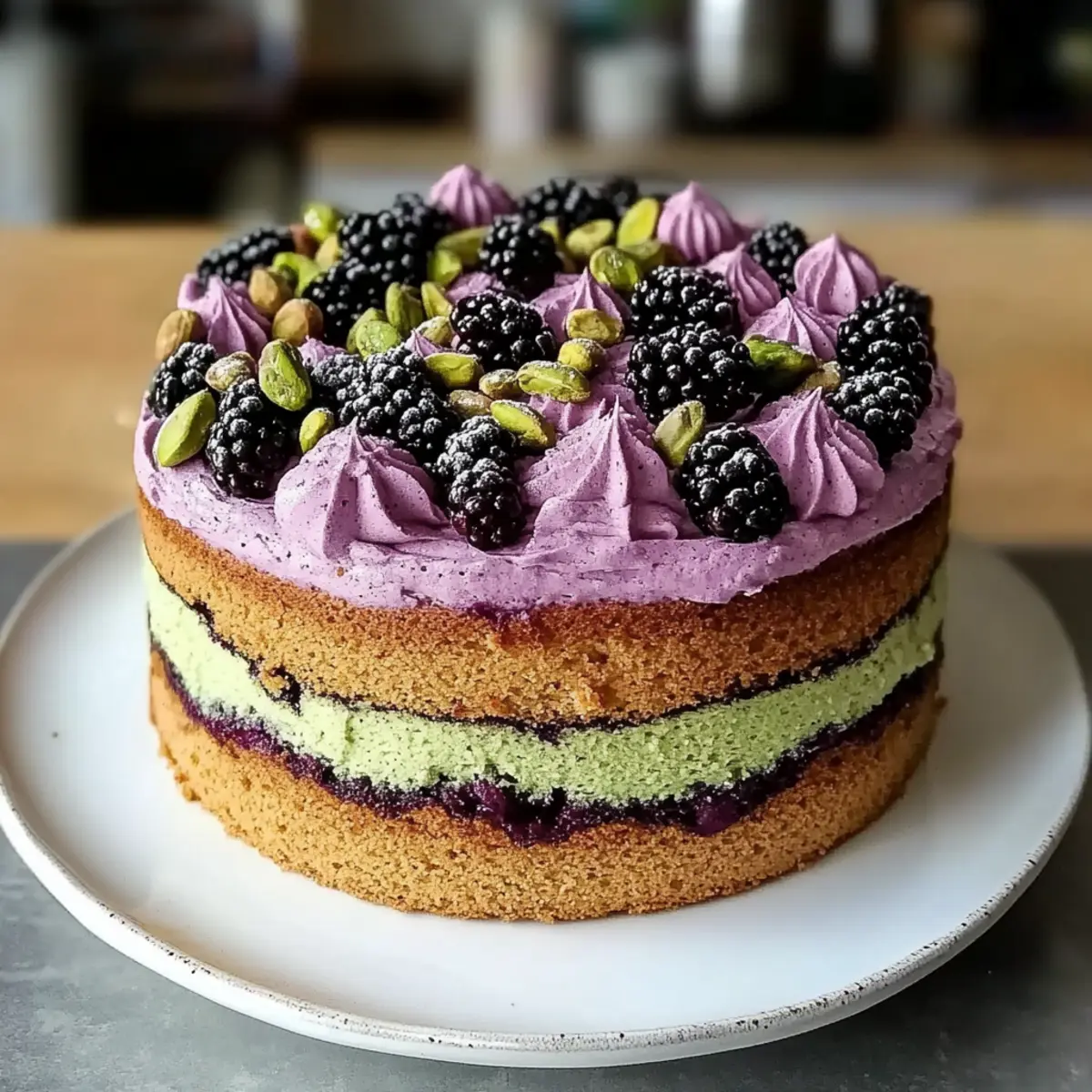 Pistachio and Blackberry Olive Oil Cake
