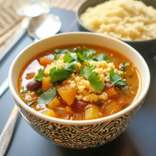 Moroccan-Spiced Vegetable Soup with Couscous