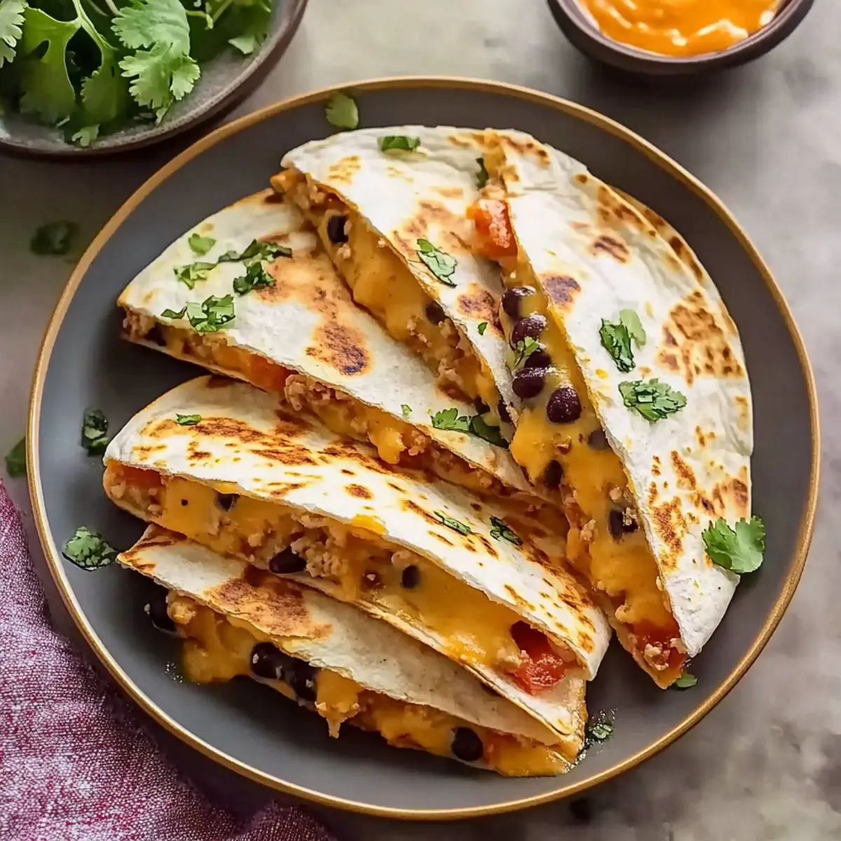 Cheesy Ground Turkey Quesadillas