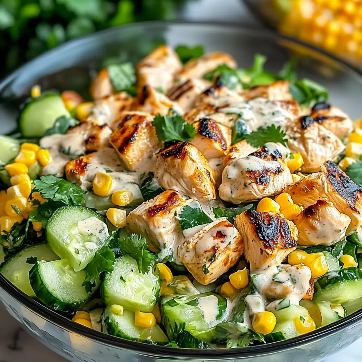 Street Corn Creamy Cucumber Chicken Salad
