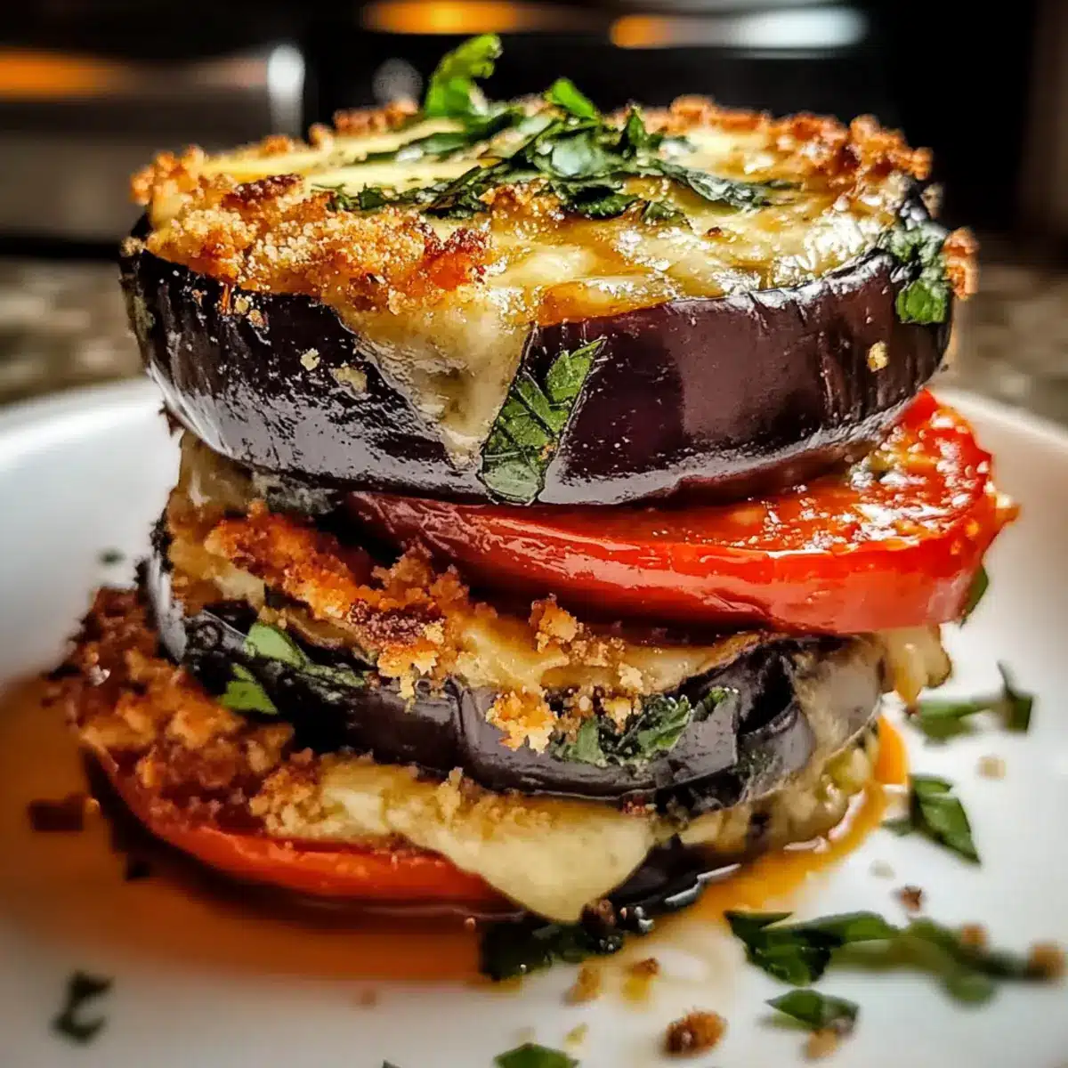 Baked Eggplant and Tomato Stacks
