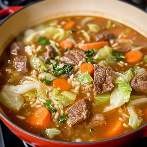 Cabbage Soup with Beef & Rice