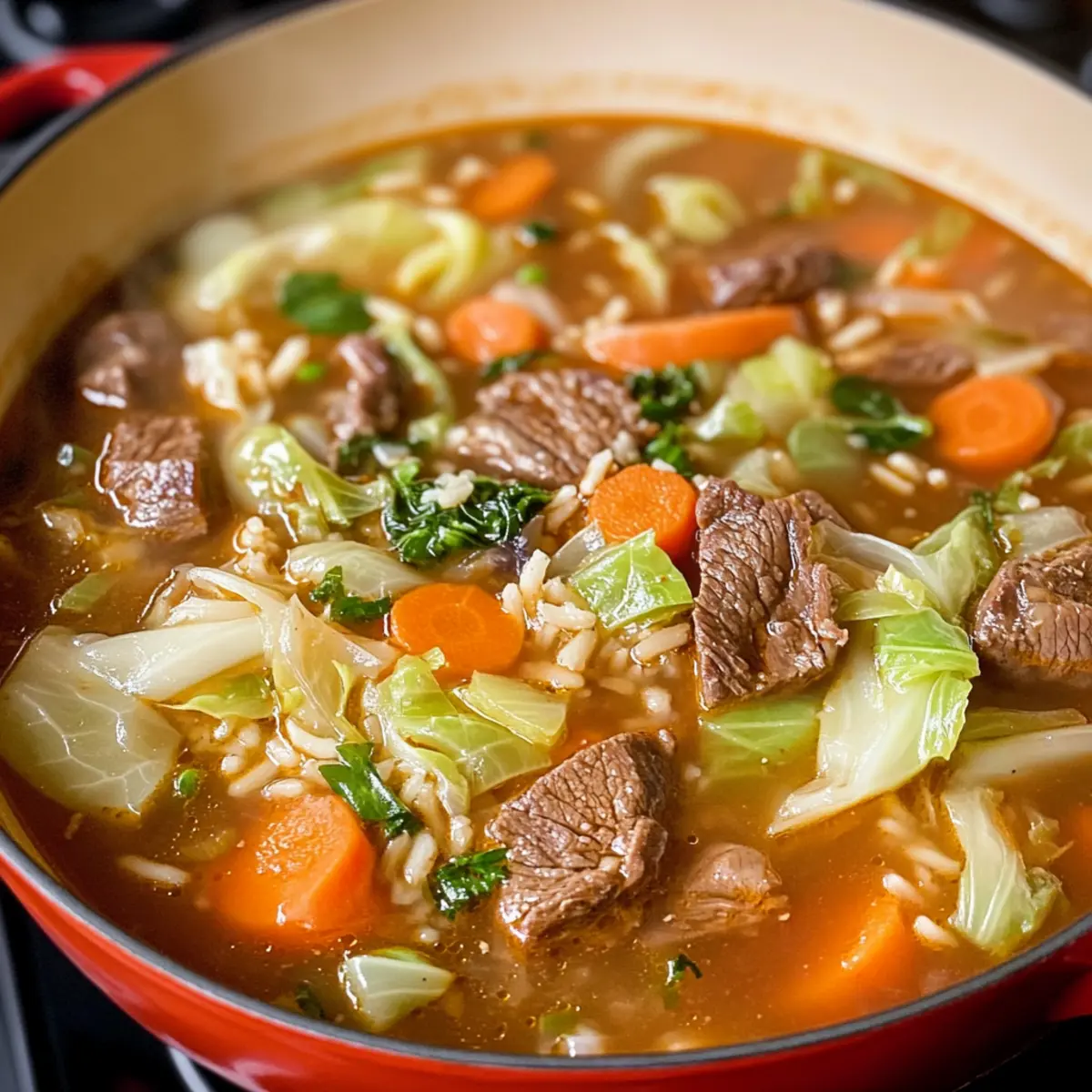 Cabbage Soup with Beef & Rice