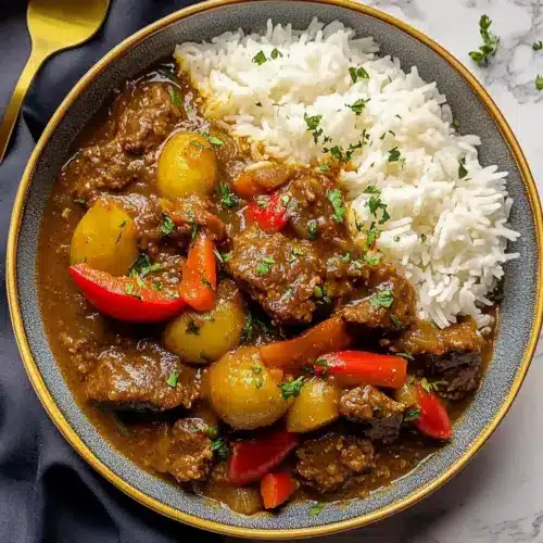 Caribbean-Style Beef Stew with Rice