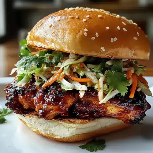 Spicy Korean BBQ Chicken Sandwich with Crispy Slaw