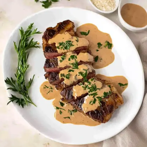 Steak with Garlic Cream Sauce
