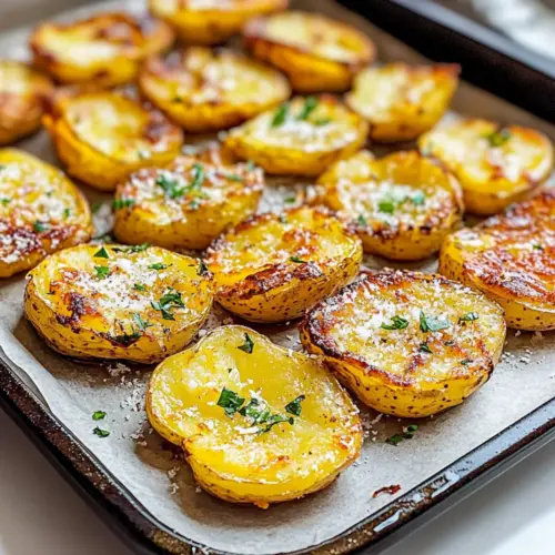Baked Smashed Potatoes With Garlic & Parmesan