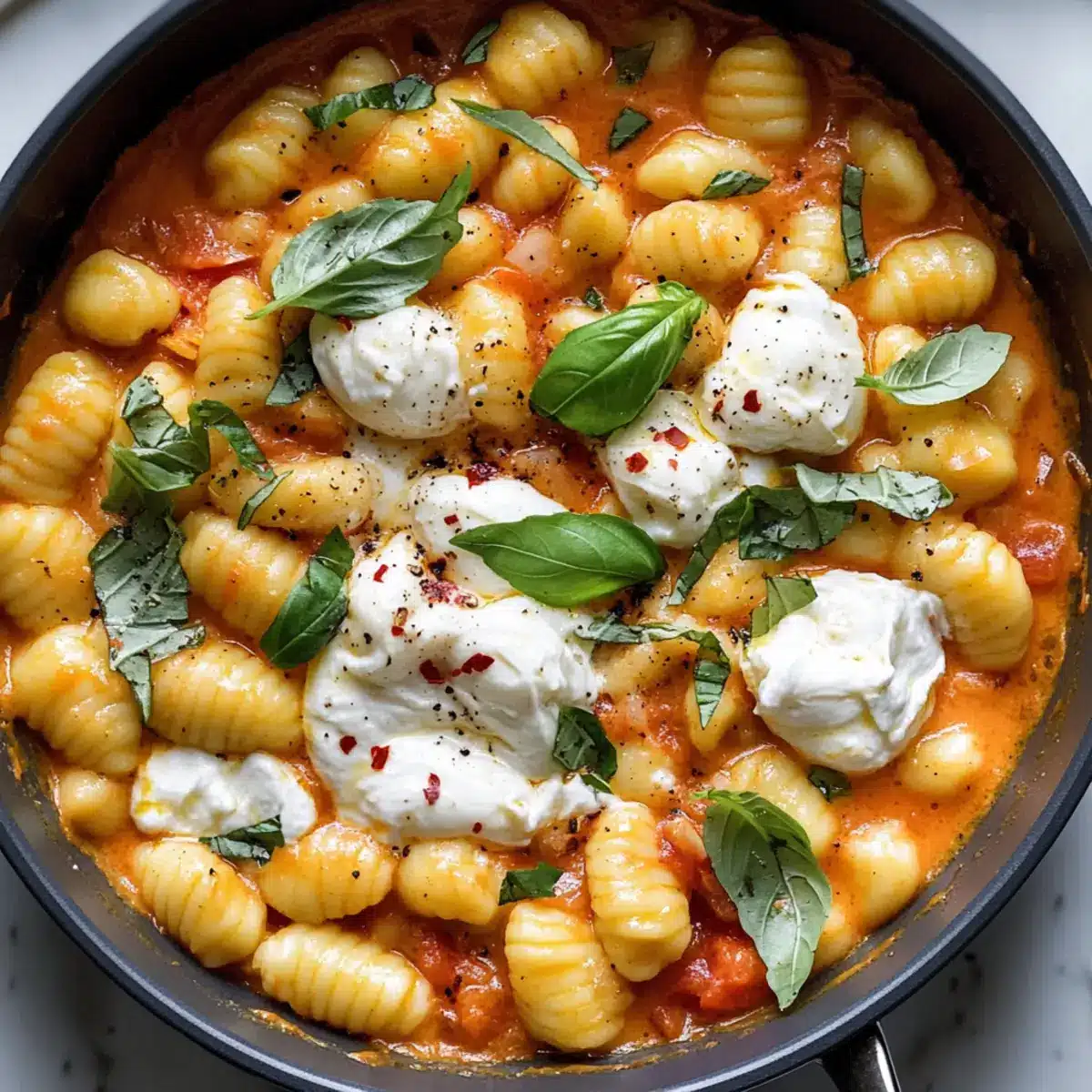 Creamy Tomato Gnocchi with Burrata