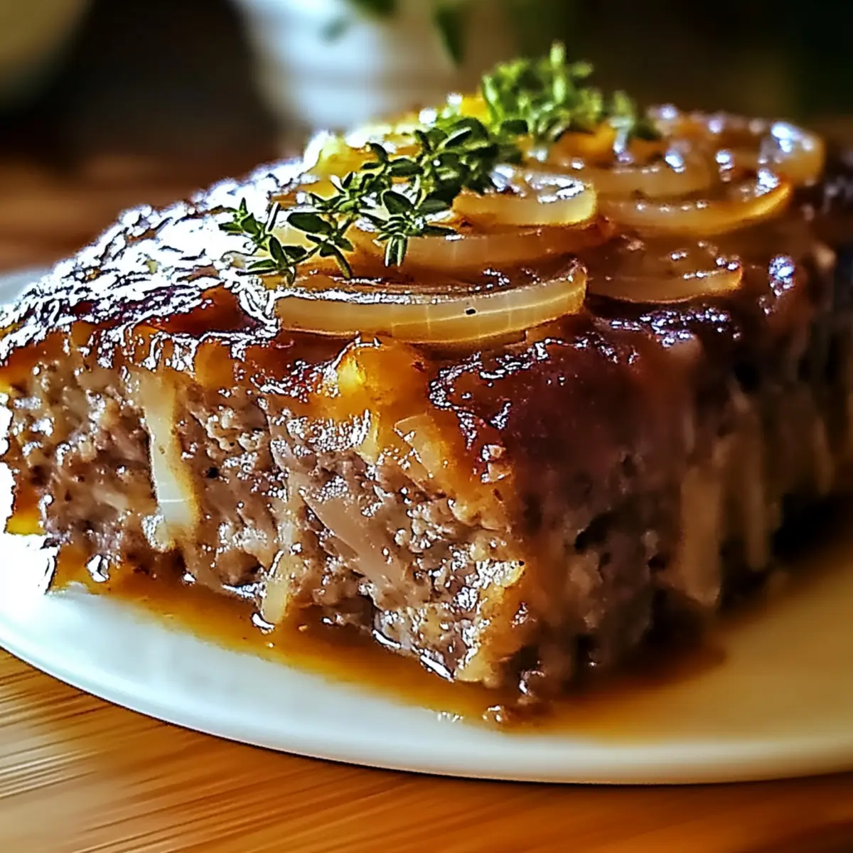 French Onion Meatloaf with Gruyère Cheese