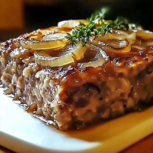 French Onion Meatloaf with Gruyère Cheese