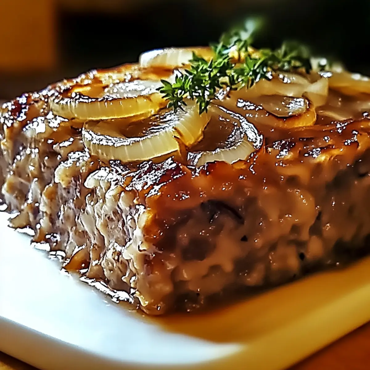 French Onion Meatloaf with Gruyère Cheese
