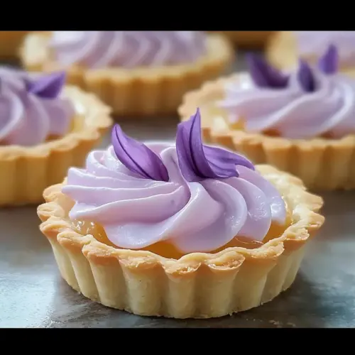 Mini Lemon Tart with Lilac Meringue