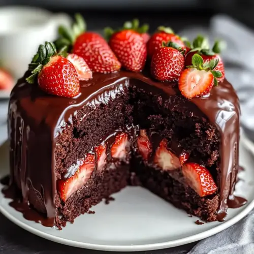 Strawberry Chocolate Shell Cake