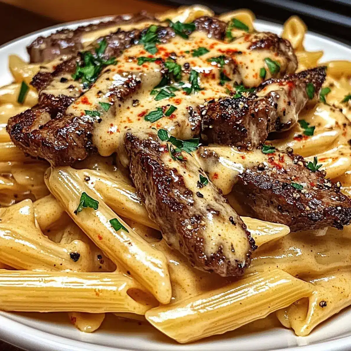 Creamy Cajun Steak Penne Pasta