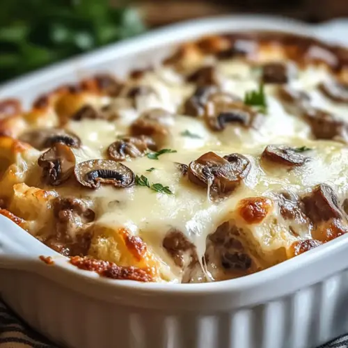 Mushroom and Swiss Burger Casserole