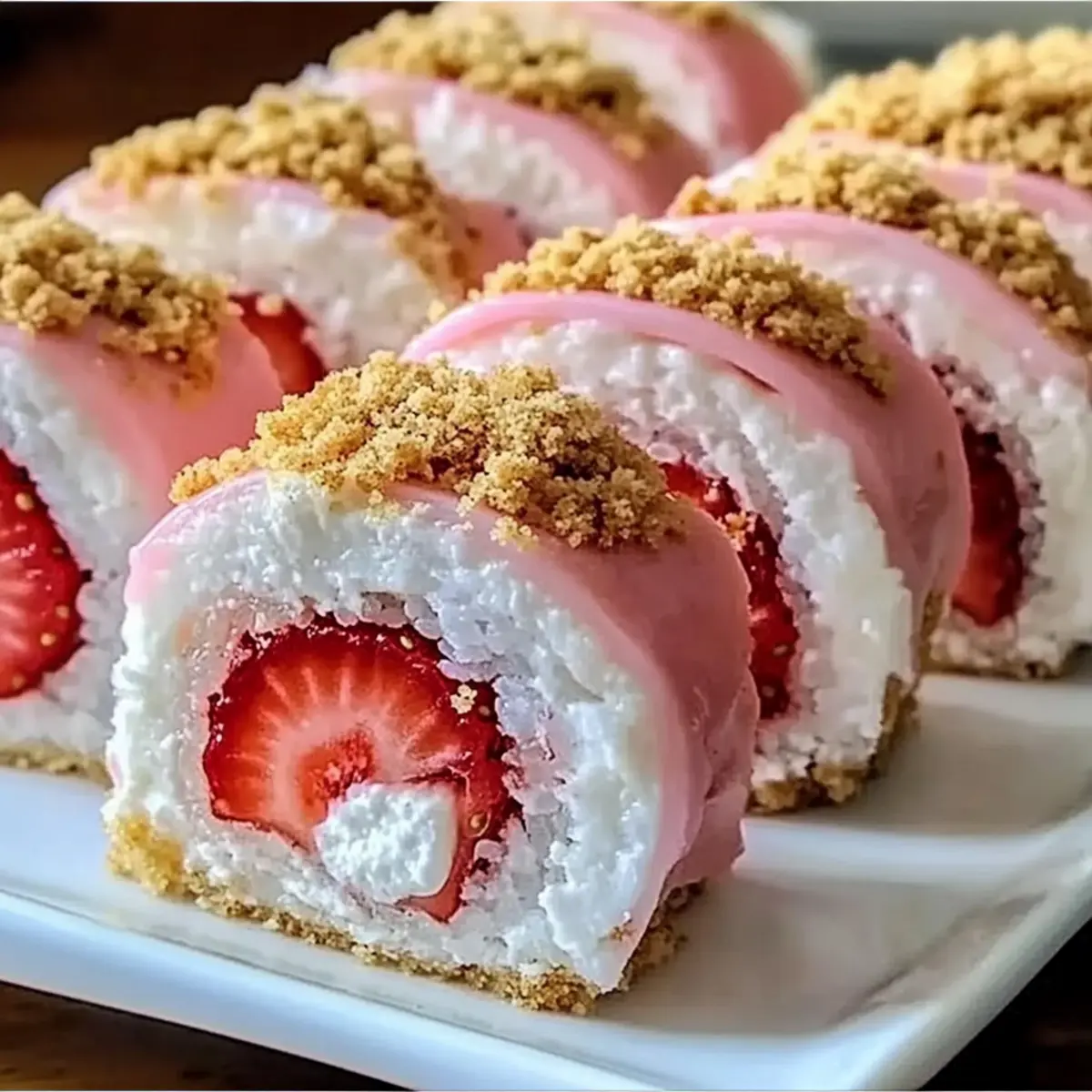 Strawberry Shortcake Cheesecake Sushi Rolls