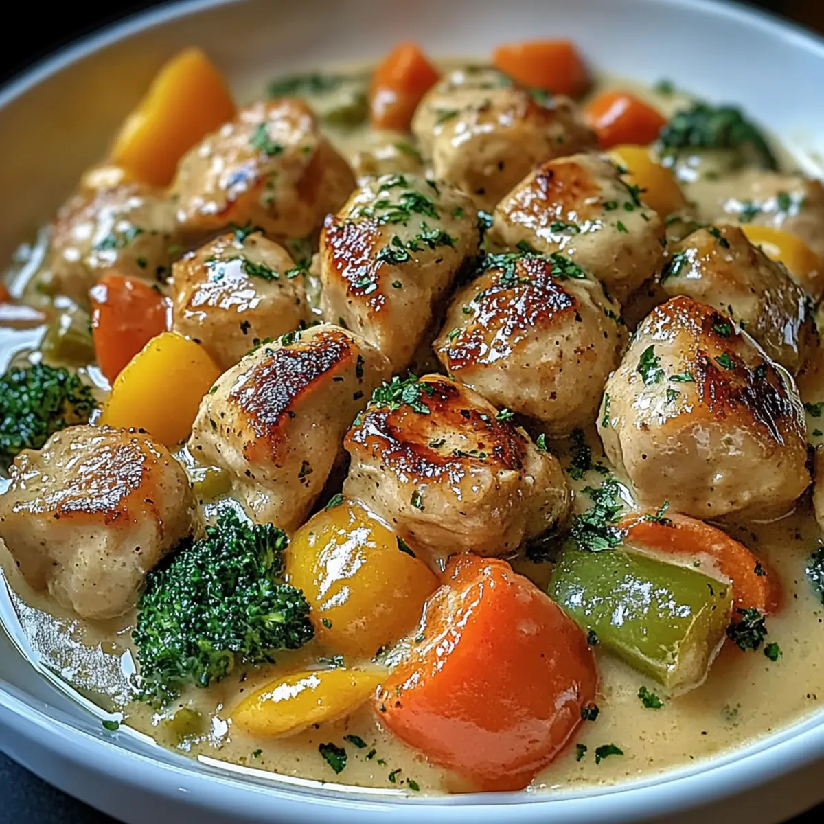 Creamy Garlic Chicken with Fresh Veggies