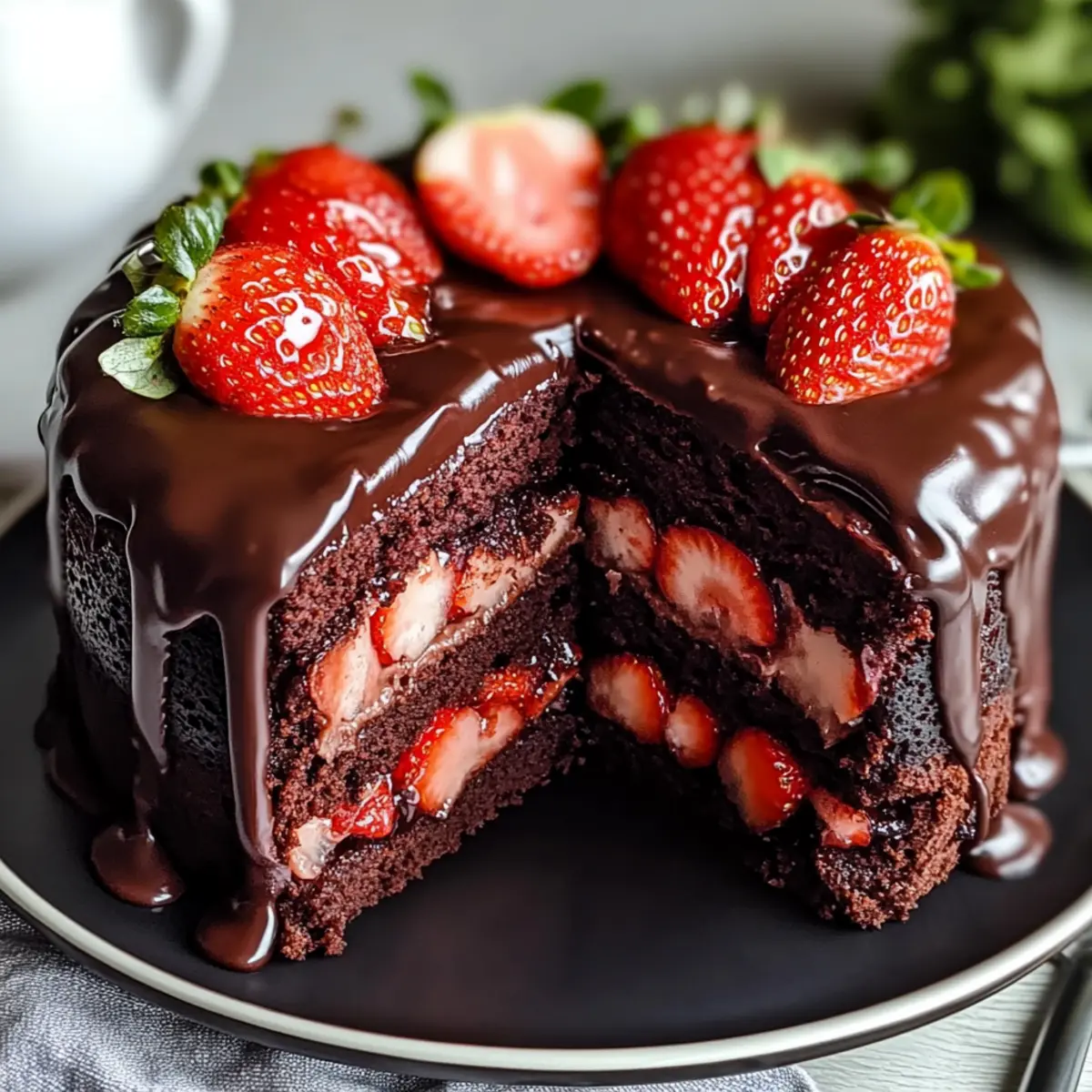 Strawberry Chocolate Shell Cake