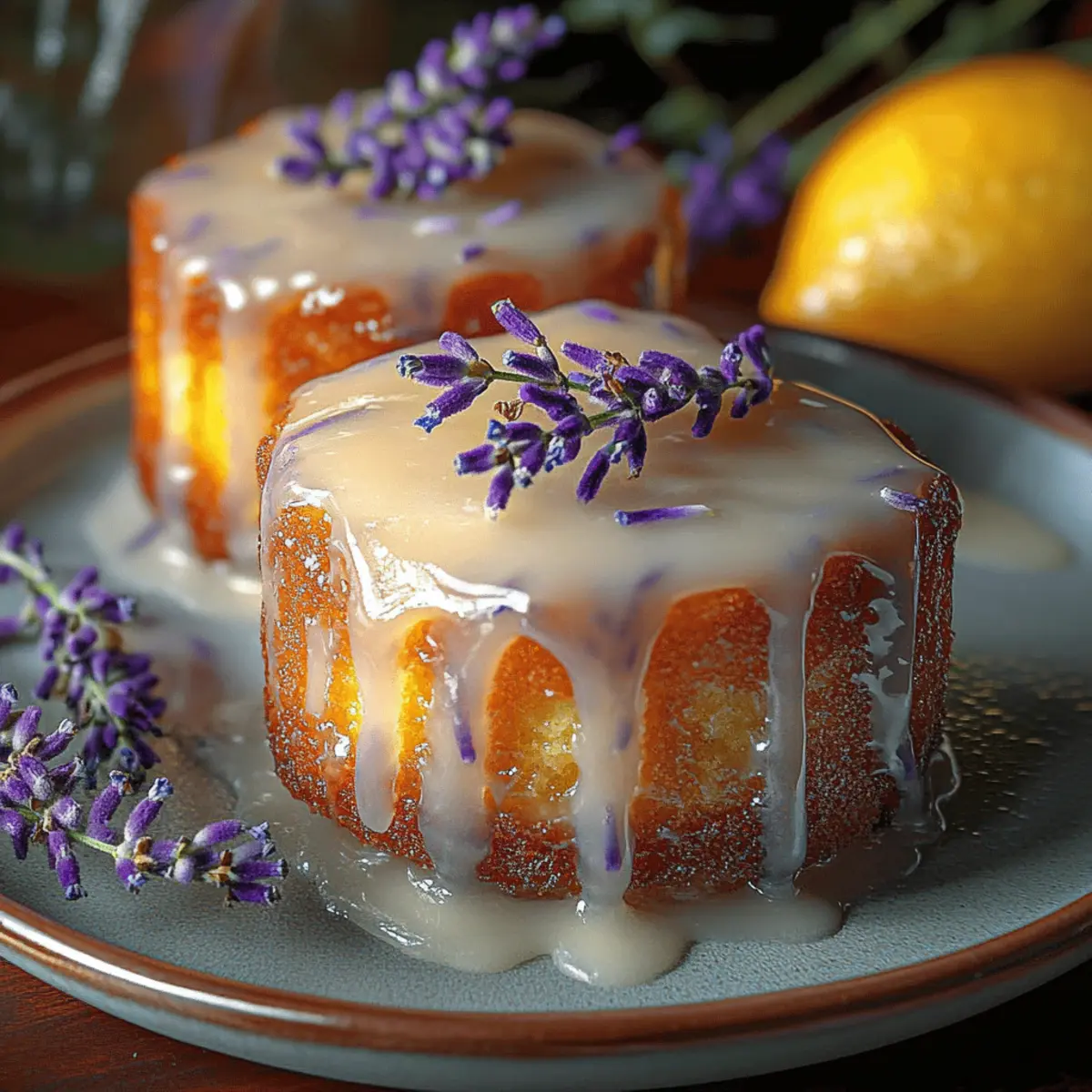 Mini Lemon Cakes with Lavender Glaze