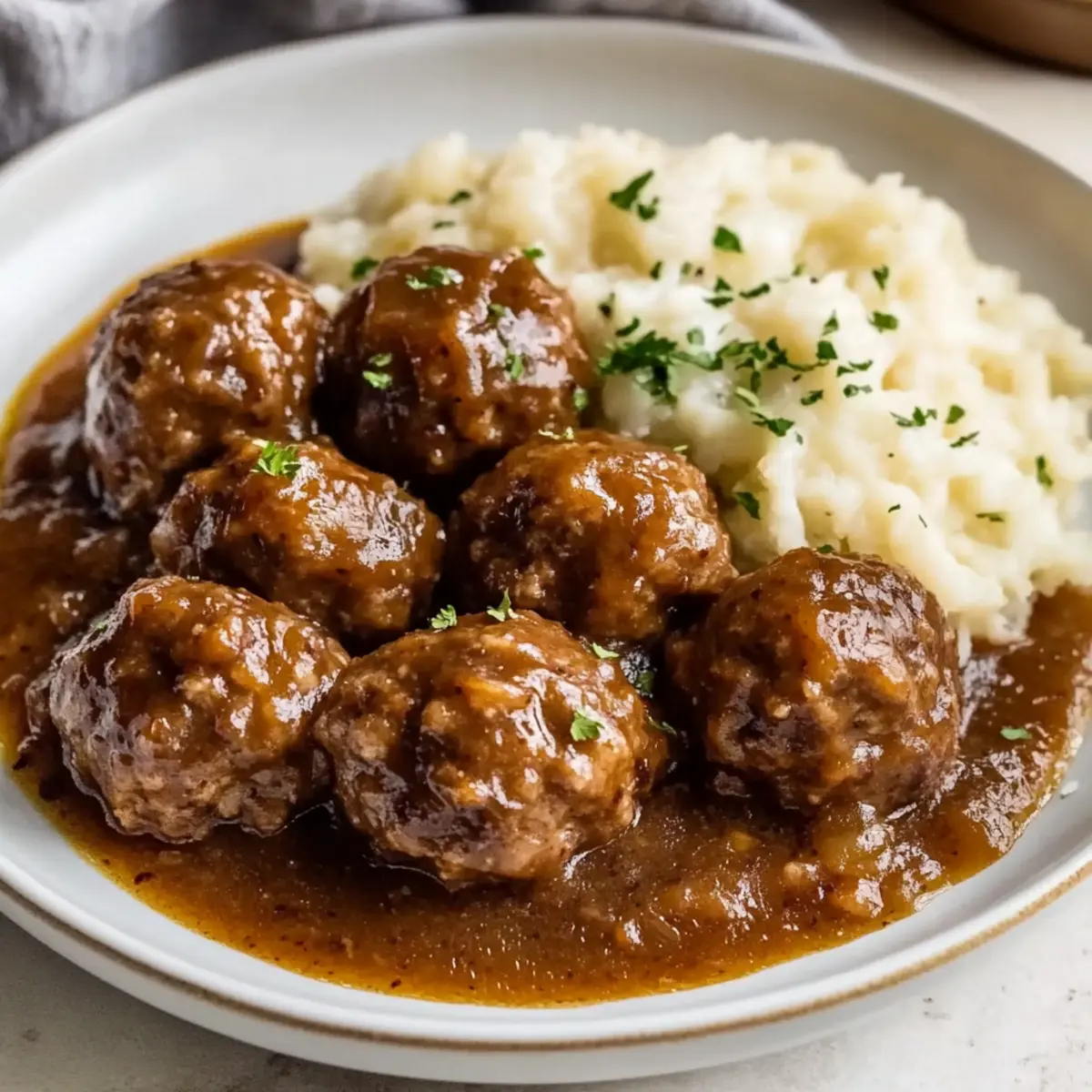 Beefy Onion Crockpot Meatballs
